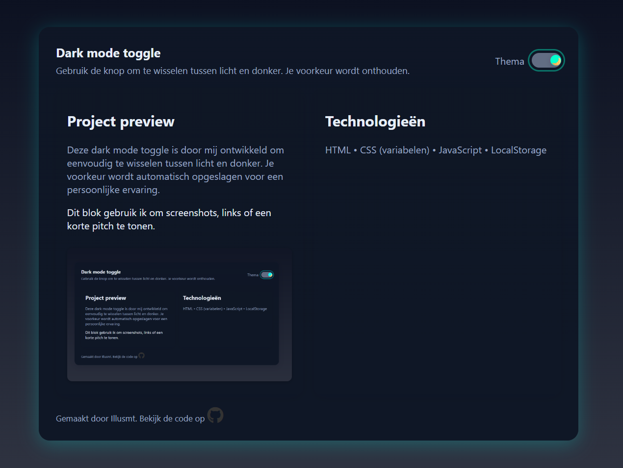 Project 4 Dark modus toggle