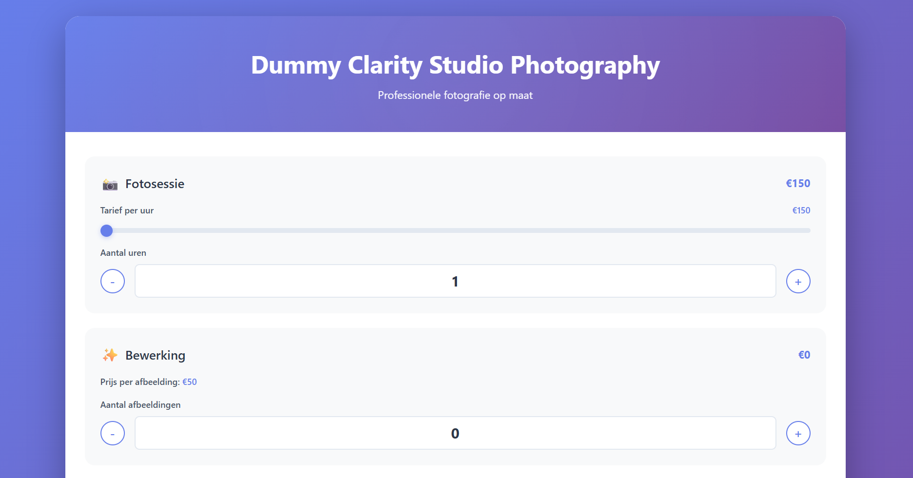 Project 8 Prijscalculator